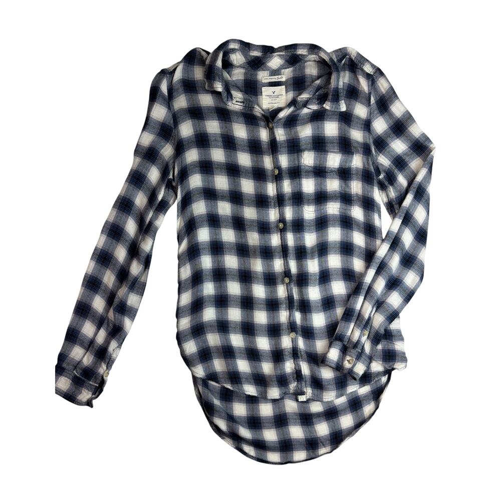 AMERICAN EAGLE Women’s Boyfriend Fit Extra Soft Lightweight Flannel Shirt Small